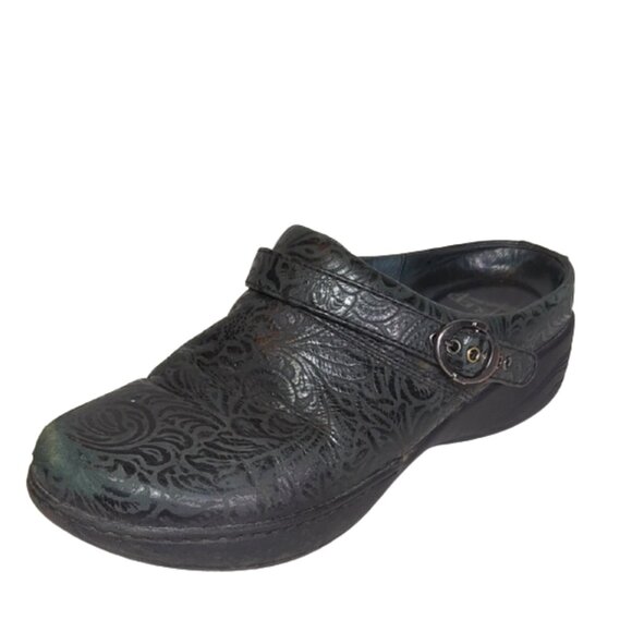 Dansko Professional Black Tooled Leather Clogs | Size EU 38 / US 8 - Picture 1 of 8